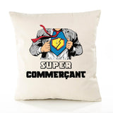 Housse de Coussin Premium Super COMMERÇANT - Coton Canvas Fairtrade Beige Idée Cadeau Décoration Canapé
