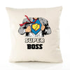 Housse de Coussin Premium Super Boss - Coton Canvas Fairtrade Beige Idée Cadeau Décoration Canapé