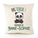 Housse de Coussin Premium Anne-Sophie Pas Touche Panda - Coton Canvas Fairtrade Beige Idée Cadeau Décoration Canapé 40x40
