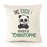 Housse de Coussin Premium Christophe Pas Touche Panda - Coton Canvas Fairtrade Beige Idée Cadeau Décoration Canapé 40x40