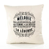 Housse de Coussin Premium Mélodie Déesse légende Noire - Coton Canvas Fairtrade Beige Idée Cadeau Décoration Canapé