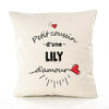 Housse de Coussin Premium Lily d'amour - Coton Canvas Fairtrade Beige Idée Cadeau Décoration Canapé 40x40