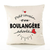 Housse de Coussin Premium Boulangere d'amour - Coton Canvas Fairtrade Beige Idée Cadeau Décoration Canapé 40x40