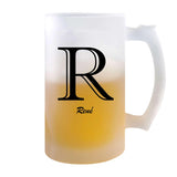 Verre à Bière René Lettre | Chope de Bière Pinte | Idée Cadeau Prénom Anniversaire Papa Collègue Départ Retraite Noël