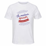 Maillot de Sport Homme Epicier Meilleur Monde - T-Shirt Respirant Polyester Manches Courtes - Cadeau Sportif Anniversaire Noël Fête des Pères
