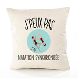 Housse de Coussin Premium Natation synchronisee Version Blanc - Coton Canvas Fairtrade Beige Idée Cadeau Décoration Canapé
