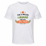 Maillot de Sport Homme Meilleur Libraire Super Pouvoir Cadeau Anniversaire Noël Fête des Pères T-Shirt Respirant Polyester