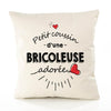 Housse de Coussin Premium Bricoleuse d'amour - Coton Canvas Fairtrade Beige Idée Cadeau Décoration Canapé 40x40