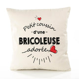 Housse de Coussin Premium Bricoleuse d'amour - Coton Canvas Fairtrade Beige Idée Cadeau Décoration Canapé 40x40