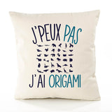 Housse de Coussin Premium Origami Version Blanc - Coton Canvas Fairtrade Beige Idée Cadeau Décoration Canapé