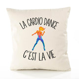Housse de Coussin Premium Cardio Dance - Coton Canvas Fairtrade Beige Idée Cadeau Décoration Canapé
