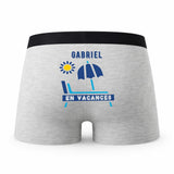 Caleçon Gabriel en Vacances - Humour Boxer Gris Idée Cadeau