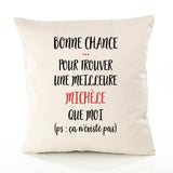 Housse de Coussin Premium Michèle n'existe Pas - Coton Canvas Fairtrade Beige Idée Cadeau Décoration Canapé