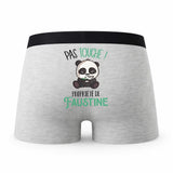 Caleçon Faustine Pas Touche Panda - Humour Boxer Gris Idée Cadeau