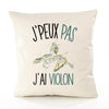 Housse de Coussin Premium Violon Femme Version Blanc - Coton Canvas Fairtrade Beige Idée Cadeau Décoration Canapé