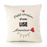 Housse de Coussin Premium Lise d'amour - Coton Canvas Fairtrade Beige Idée Cadeau Décoration Canapé 40x40