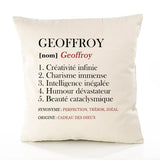 Housse de Coussin Premium Geoffroy Définition - Coton Canvas Fairtrade Beige Idée Cadeau Décoration Canapé