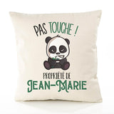Housse de Coussin Premium Jean-Marie Pas Touche Panda - Coton Canvas Fairtrade Beige Idée Cadeau Décoration Canapé 40x40