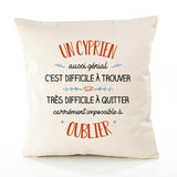 Housse de Coussin Premium Un Cyprien Aussi génial - Coton Canvas Fairtrade Beige Idée Cadeau Décoration Canapé