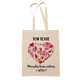 Idée cadeau pratique Saint Valentin Mariage Fiançailles Anniversaire Romantique Amoureux (Sac, Coeur Fleurs)
