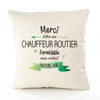 Housse de Coussin Premium Merci Chauffeur Routier Inoubliable Femme - Coton Canvas Fairtrade Beige Idée Cadeau Décoration Canapé