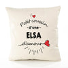 Housse de Coussin Premium Elsa d'amour - Coton Canvas Fairtrade Beige Idée Cadeau Décoration Canapé 40x40