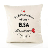 Housse de Coussin Premium Elsa d'amour - Coton Canvas Fairtrade Beige Idée Cadeau Décoration Canapé 40x40