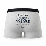 Caleçon Roger Un Super Collègue - Humour Boxer Gris Idée Cadeau