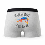 Caleçon Saut en Hauteur - Humour Boxer Gris Passion Idée Cadeau