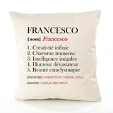 Housse de Coussin Premium Francesco Définition - Coton Canvas Fairtrade Beige Idée Cadeau Décoration Canapé