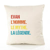 Housse de Coussin Premium Evan Mythe Légende Vintage - Coton Canvas Fairtrade Beige Idée Cadeau Décoration Canapé