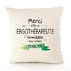 Housse de Coussin Premium Merci Ergothérapeute Inoubliable - Coton Canvas Fairtrade Beige Idée Cadeau Décoration Canapé