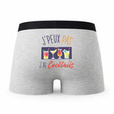 Caleçon Cocktails - Humour Boxer Gris Idée Cadeau Passion