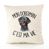 Housse de Coussin Premium Doberman - Coton Canvas Fairtrade Beige Idée Cadeau Décoration Canapé