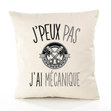 Housse de Coussin Premium mécanique Version Blanc - Coton Canvas Fairtrade Beige Idée Cadeau Décoration Canapé