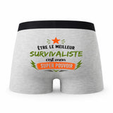 Caleçon Gris Meilleur Survivaliste Super Pouvoir Cadeau Homme Boxer Humour Papa