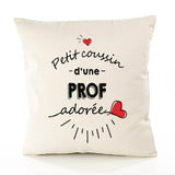 Housse de Coussin Premium Prof d'amour - Coton Canvas Fairtrade Beige Idée Cadeau Décoration Canapé 40x40