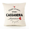Housse de Coussin Premium Cassandra d'amour - Coton Canvas Fairtrade Beige Idée Cadeau Décoration Canapé 40x40