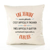 Housse de Coussin Premium Une Jeanine Aussi géniale - Coton Canvas Fairtrade Beige Idée Cadeau Décoration Canapé