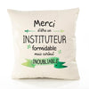 Housse de Coussin Premium Merci Instituteur Inoubliable - Coton Canvas Fairtrade Beige Idée Cadeau Décoration Canapé