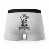 Caleçon Noah Panda Grain - Humour Boxer Gris Idée Cadeau