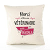 Housse de Coussin Premium Merci Vétérinaire Géniale - Coton Canvas Fairtrade Beige Idée Cadeau Décoration Canapé