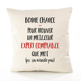 Housse de Coussin Premium Expert Comptable ça n'existe Pas Homme - Coton Canvas Fairtrade Beige Idée Cadeau Décoration Canapé