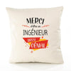 Housse de Coussin Premium Merci Ingénieur Génial - Coton Canvas Fairtrade Beige Idée Cadeau Décoration Canapé