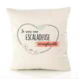 Housse de Coussin Premium Escaladeuse irremplaçable - Coton Canvas Fairtrade Beige Idée Cadeau Décoration Canapé