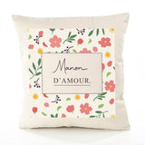 Housse de Coussin Femme Manon d'amour Motif Floral déco Salon canapé Chambre Cadeau Femme Anniversaire noël Coussin décoratif Motif Floral
