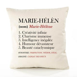 Housse de Coussin Premium Marie-Hélène Définition - Coton Canvas Fairtrade Beige Idée Cadeau Décoration Canapé