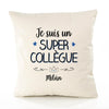 Housse de Coussin Premium Milàn Un Super Collègue - Coton Canvas Fairtrade Beige Idée Cadeau Décoration Canapé