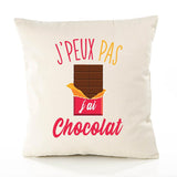 Housse de Coussin Premium Chocolat Version Blanc - Coton Canvas Fairtrade Beige Idée Cadeau Décoration Canapé