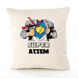 Housse de Coussin Premium Super Atsem - Coton Canvas Fairtrade Beige Idée Cadeau Décoration Canapé